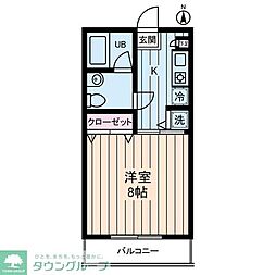 エルミタージュ桜新町 1階1Kの間取り
