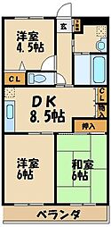 クレール給田 3DKの間取図画像