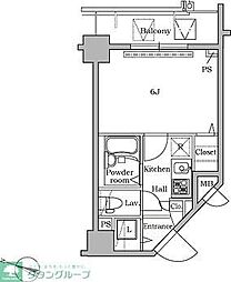 レジディア広尾2 1Kの間取図画像