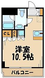 クレイシア世田谷船橋 ワンルームの間取図画像