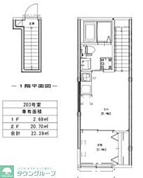ソルナクレイシア南阿佐ヶ谷II 1DKの間取図画像