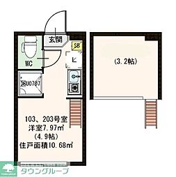 大原テラス ワンルームの間取図画像