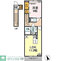 杉並区高円寺北3丁目アパート 1LDKの間取図画像