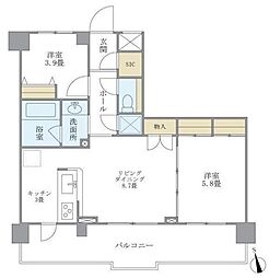 プレミアコンフォート西荻窪 2LDKの間取図画像