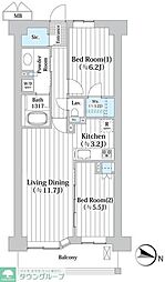 アビティグランデ砧 2LDKの間取図画像