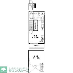 ルレ・リヴァージュ ワンルームの間取図画像