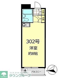 パレロワイヤル弦巻 ワンルームの間取図画像
