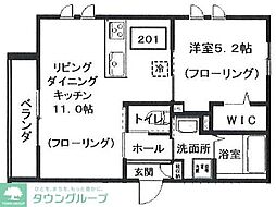 メゾンブラッシュ代々木上原 1LDKの間取図画像