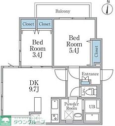 Lapule明大前 2DKの間取図画像