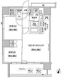 パークハビオ渋谷本町レジデンス 2LDKの間取図画像