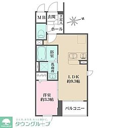 La Perla 桜新町 1LDKの間取図画像