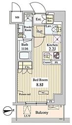 早稲田アパートメント ワンルームの間取図画像