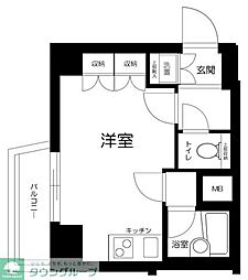 ルーブル渋谷初台弐番館 ワンルームの間取図画像