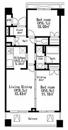 レジディア世田谷弦巻 2LDKの間取図画像