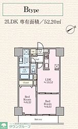 世田谷区玉川台2丁目マンション 2LDKの間取図画像