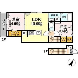 ルリアン給田 2LDKの間取図画像