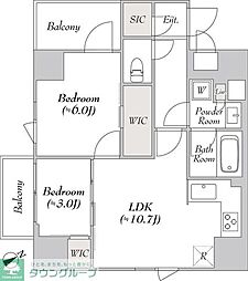 世田谷区上馬1丁目マンション 2LDKの間取図画像