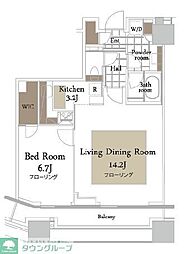 コンシェリア西新宿タワーズウエスト 1LDKの間取図画像