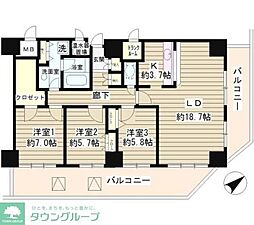 トレステージ目黒 3LDKの間取図画像