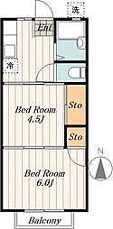 サンライフPapillon2 2DKの間取図画像
