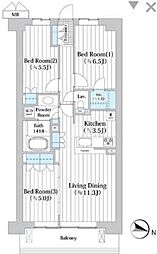 アビティグランデ砧 1LDKの間取図画像