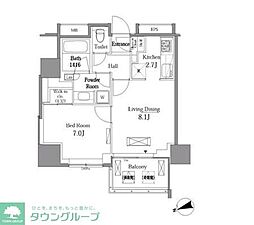 レジディアタワー目黒不動前 1LDKの間取図画像