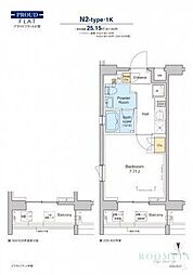 プラウドフラット中野 5階1Kの間取り