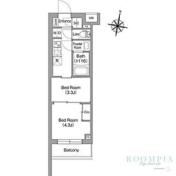 コンフォリア・リヴ東中野 2階2Kの間取り