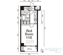 パークキューブ春日安藤坂 1Kの間取図画像