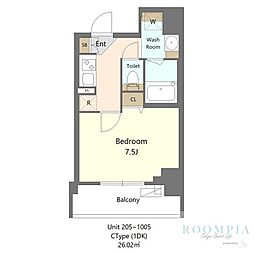 新宿区早稲田鶴巻町マンション 1Kの間取図画像