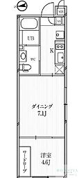 ルクレ高田馬場 2Kの間取図画像