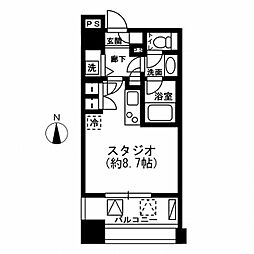 レジディアイチガヤ 1Kの間取図画像