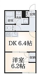 早稲田鶴巻IMAハウス 1DKの間取図画像