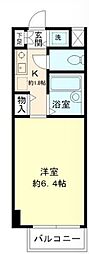 北辰ヒルズ早稲田 1Kの間取図画像