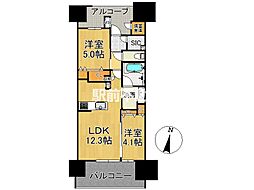 デュオヒルズ城内 2LDKの間取図画像