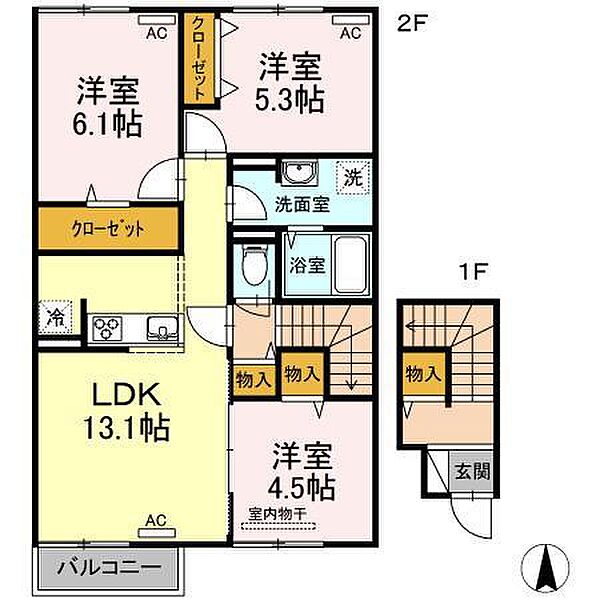 クオーレ 201｜佐賀県佐賀市大和町大字久池井(賃貸アパート3LDK・2階・70.70㎡)の写真 その2