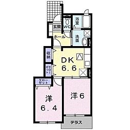 メモリアル1 2DKの間取図画像