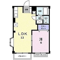 エレガンス大和 1LDKの間取図画像