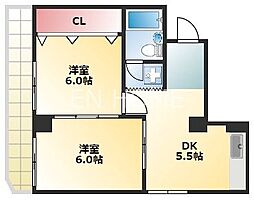サンビラ大手前 6階2DKの間取り