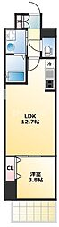 ラクラス堺筋本町 1LDKの間取図画像