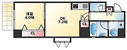 Osaka Metro千日前線 谷町九丁目駅 徒歩7分の賃貸マンション 5階1DKの間取り