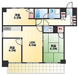 第一玉造マンション 3LDKの間取図画像