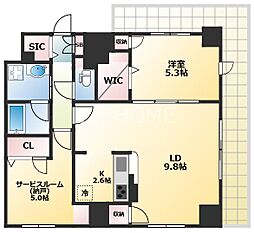 グランルージュ谷町六丁目 2LDKの間取図画像