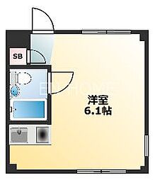 プラトー上町 ワンルームの間取図画像