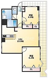 フォレステージュ谷町 2LDKの間取図画像