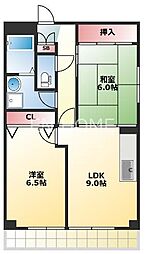 グローバル難波 2LDKの間取図画像