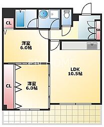 ウィステリア谷町 2LDKの間取図画像