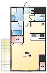 オーシャン松屋町 ワンルームの間取図画像
