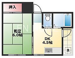 境川マンション 1DKの間取図画像
