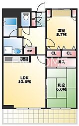 ライオンズシティ難波南 2LDKの間取図画像
